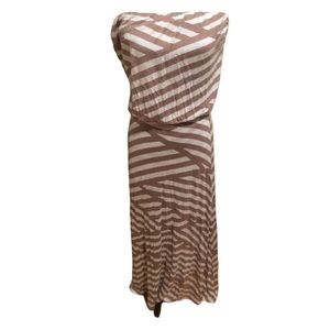 Twelve size medium tan & white maxi dress strapless striped